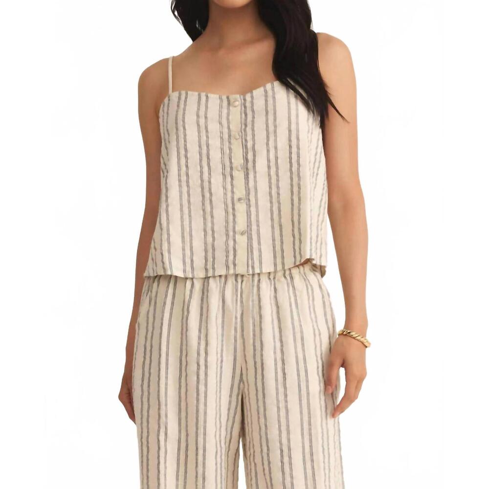 Z Supply Cream and Taupe Striped Tank Top